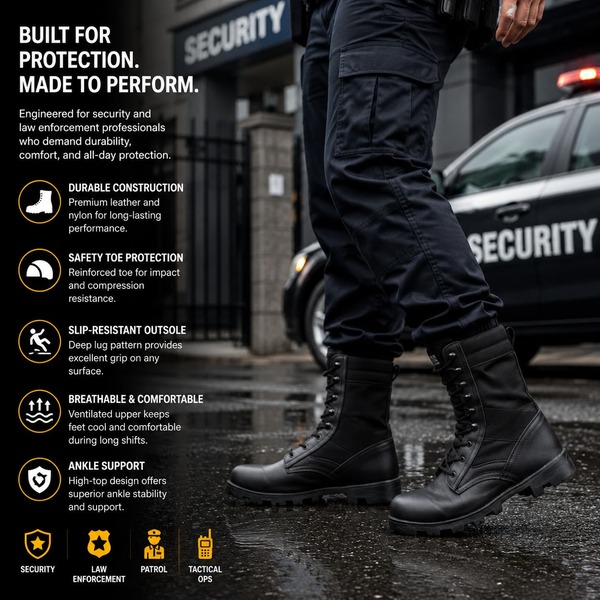black military combat boots