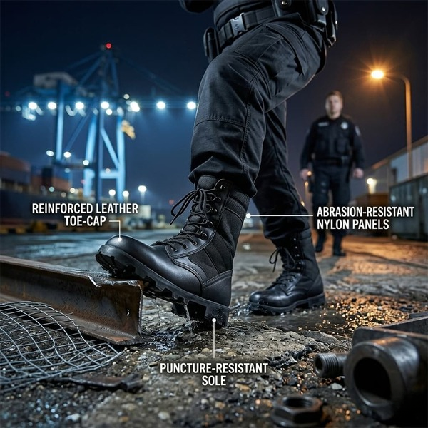 black military combat boots